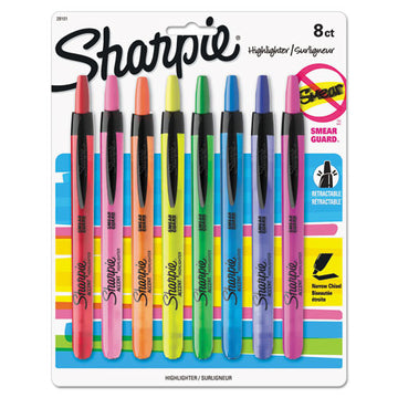 Sharpie® Retractable Highlighters With Storage Pouch, Assorted Ink Colors, Chisel Tip, Assorted Barrel Colors, 8-set freeshipping - TVN Wholesale